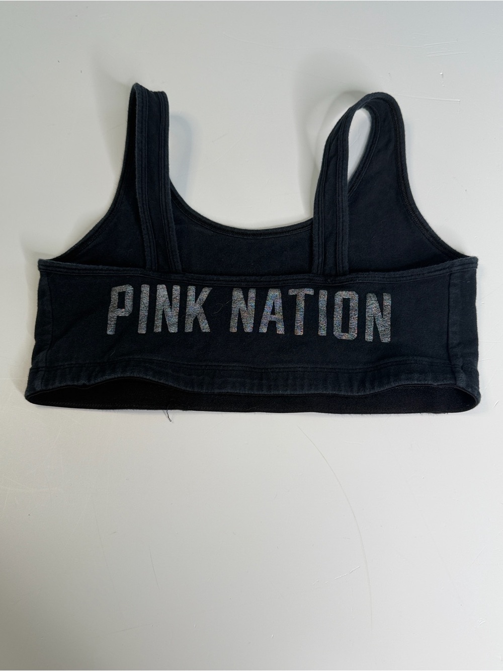 Victoria's Secret PINK Black Holographic Girls Rule The World Sports Bra M - Picture 3 of 6